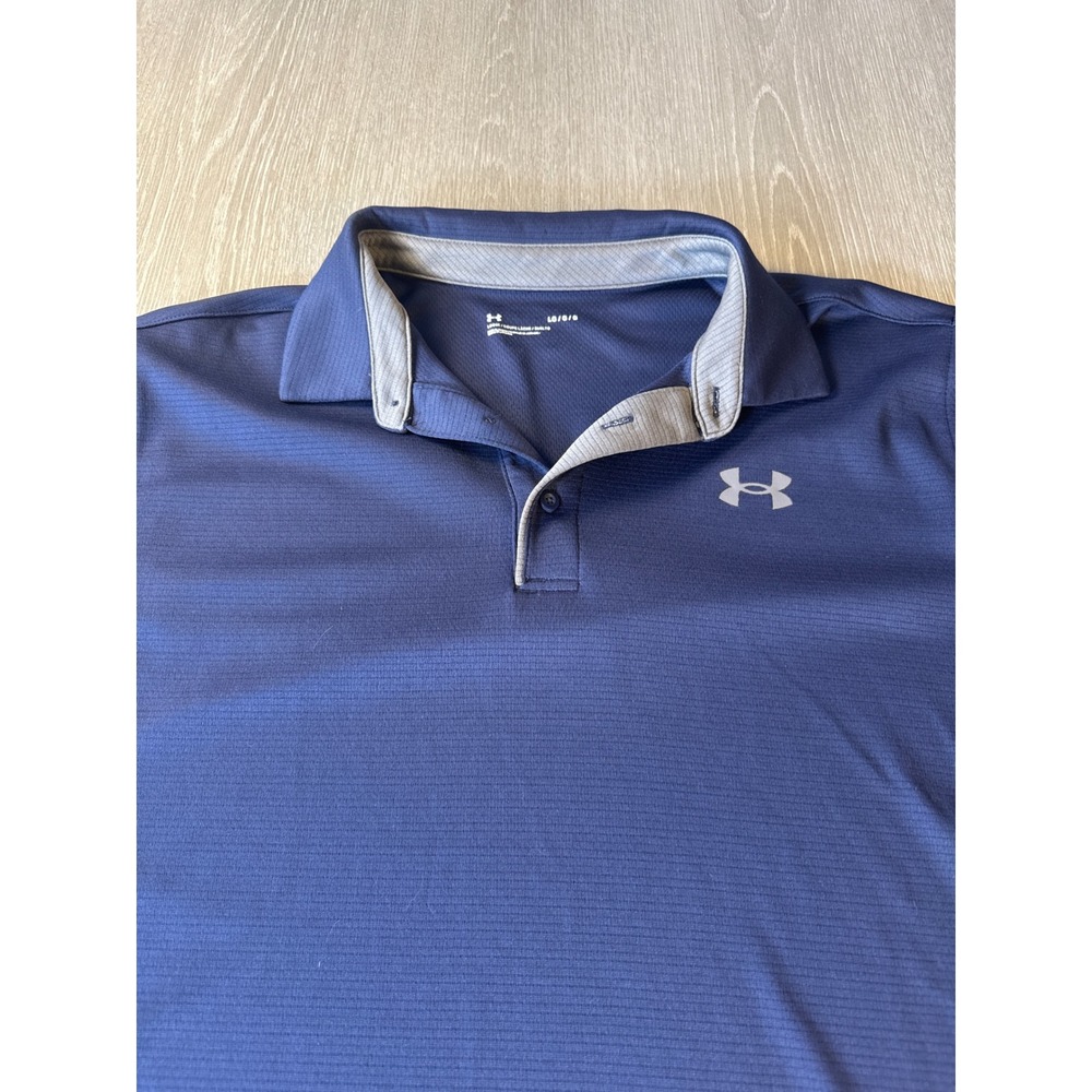 Under Armour Mens HeatGear Polo Shirt Navy Blue Short Sleeve Golf Top Large
